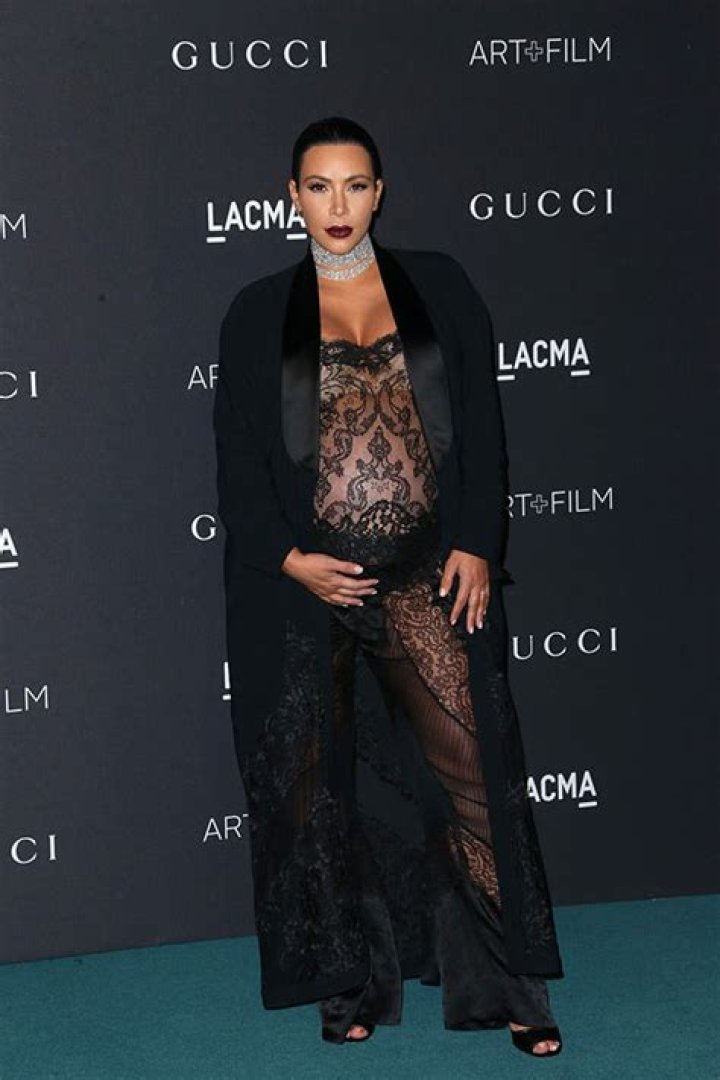 Kim Kardashian Bares Huge Baby Bump In Completely Sheer Jumpsuit At LACMA Gala